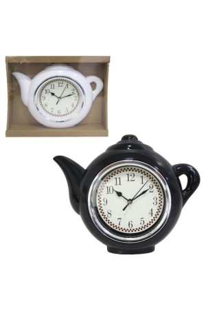 Relogio De Parede Redondo Modelo Bule Branco e Preto 28x24cm
