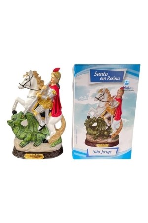 Imagem Sacra Católica Devoto Santo São Jorge Fino Acabamento 20x 12,5 x 9 cm