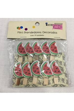 Mini Prendedores Decorativos em 3 estampas Melancia ou  Folha ou Flamingo